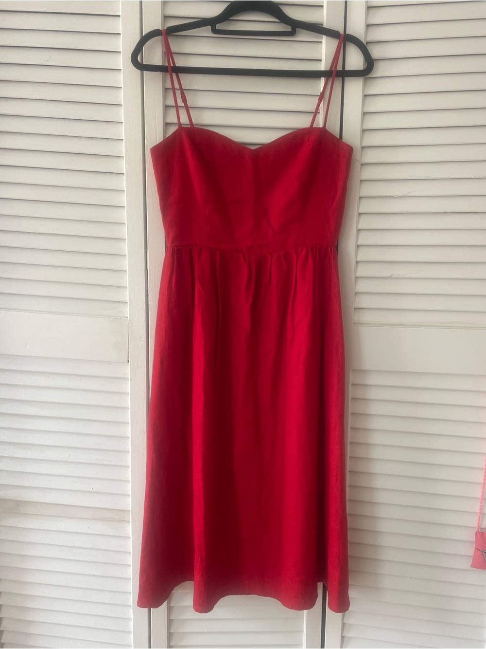 Reformation Red Spaghetti-Strap Midi Dress with Sweetheart Neckline